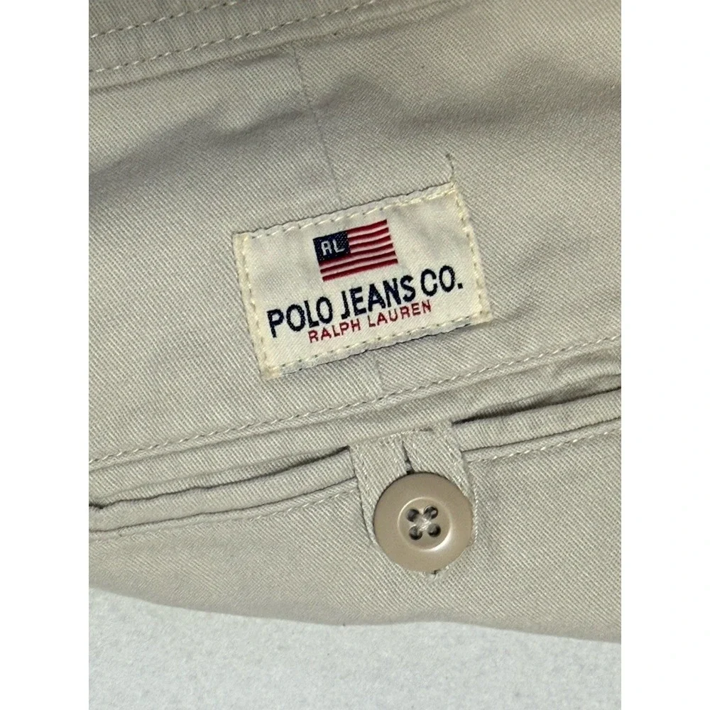 Vintage Polo Jeans Co Ralph Lauren Cargo Pants Mens 34x30 Khaki Beige Cotton